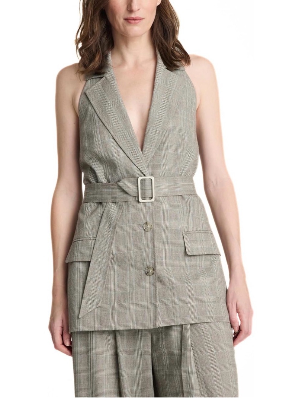Kenneth Cole New York Women's Sleeveless Belted Halter Vest